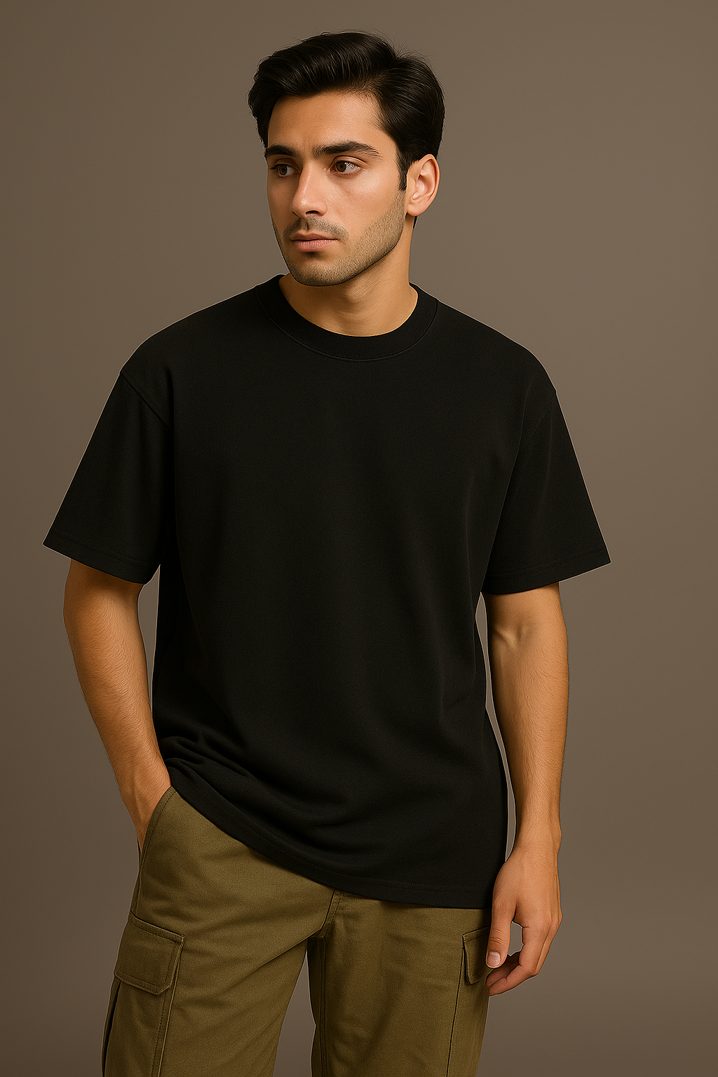 Men's Premium Drop Shoulder - BLACK