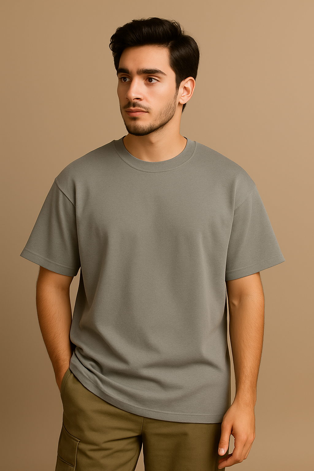 Men's Premium Drop Shoulder- Grey